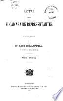 Libro Actas de la H. Cámara de Representantes ...